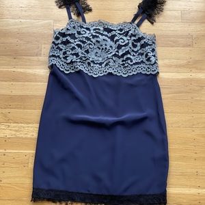 Club Monaco | Navy Lace Slip Mini Dress | 00